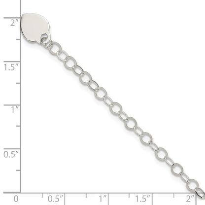 Sterling Silver Engraveable Heart Charm 7.25 inch Bracelet