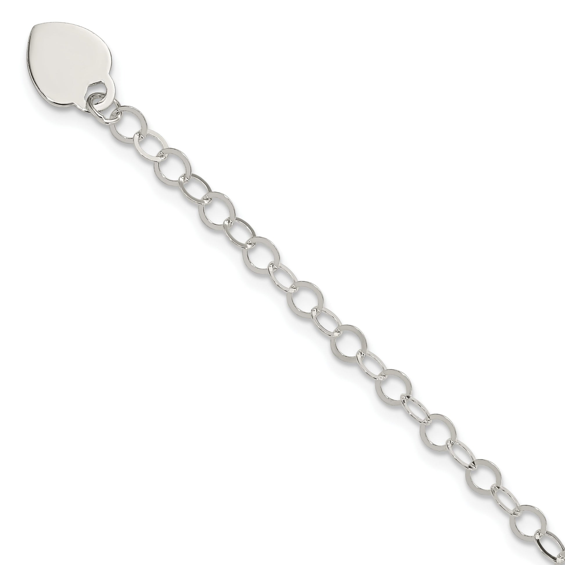 Sterling Silver Engraveable Heart Charm 7.25 inch Bracelet