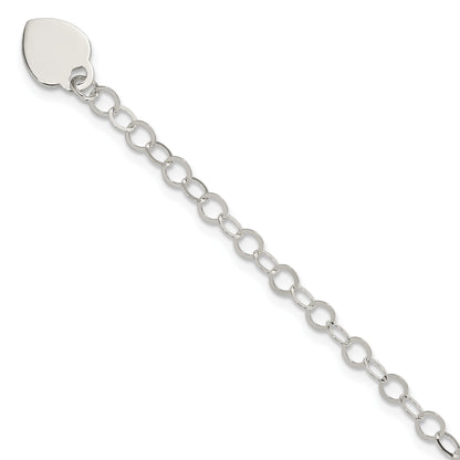 Sterling Silver Engraveable Heart Charm 7.25 inch Bracelet