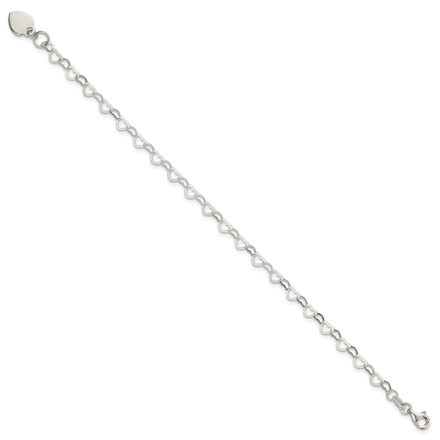 Sterling Silver Heart Link Childs Bracelet