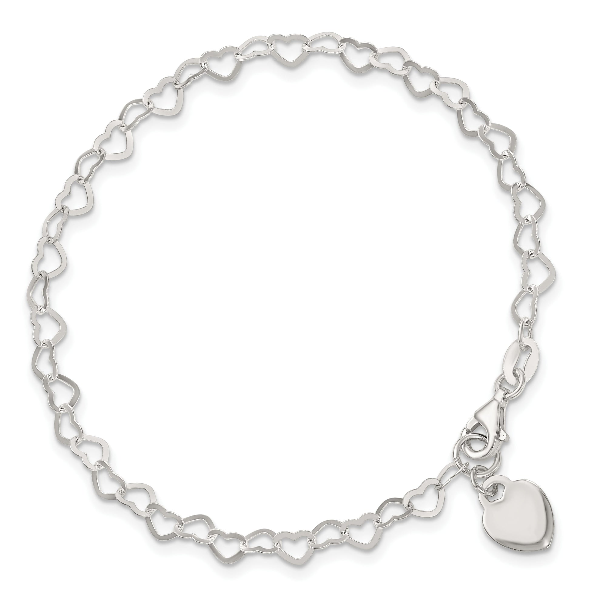 Sterling Silver Heart Link Childs Bracelet