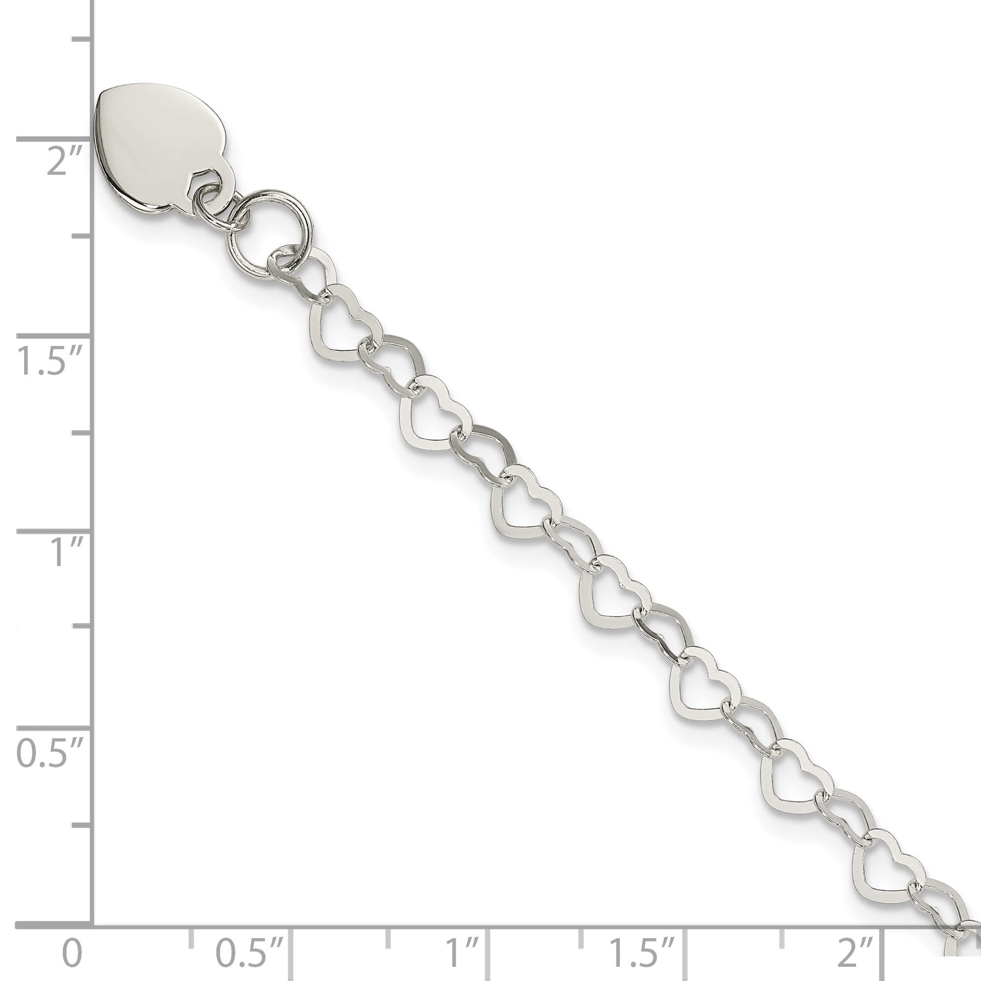 Sterling Silver Heart Link Childs Bracelet