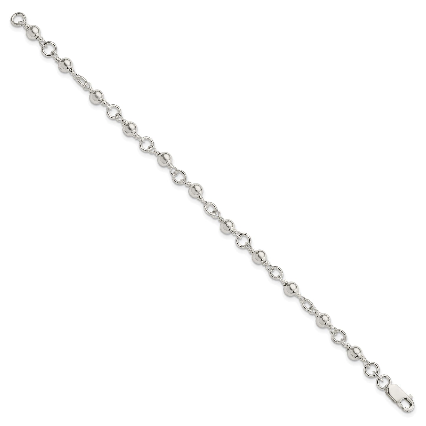 Sterling Silver Beaded Fancy Link Bracelet