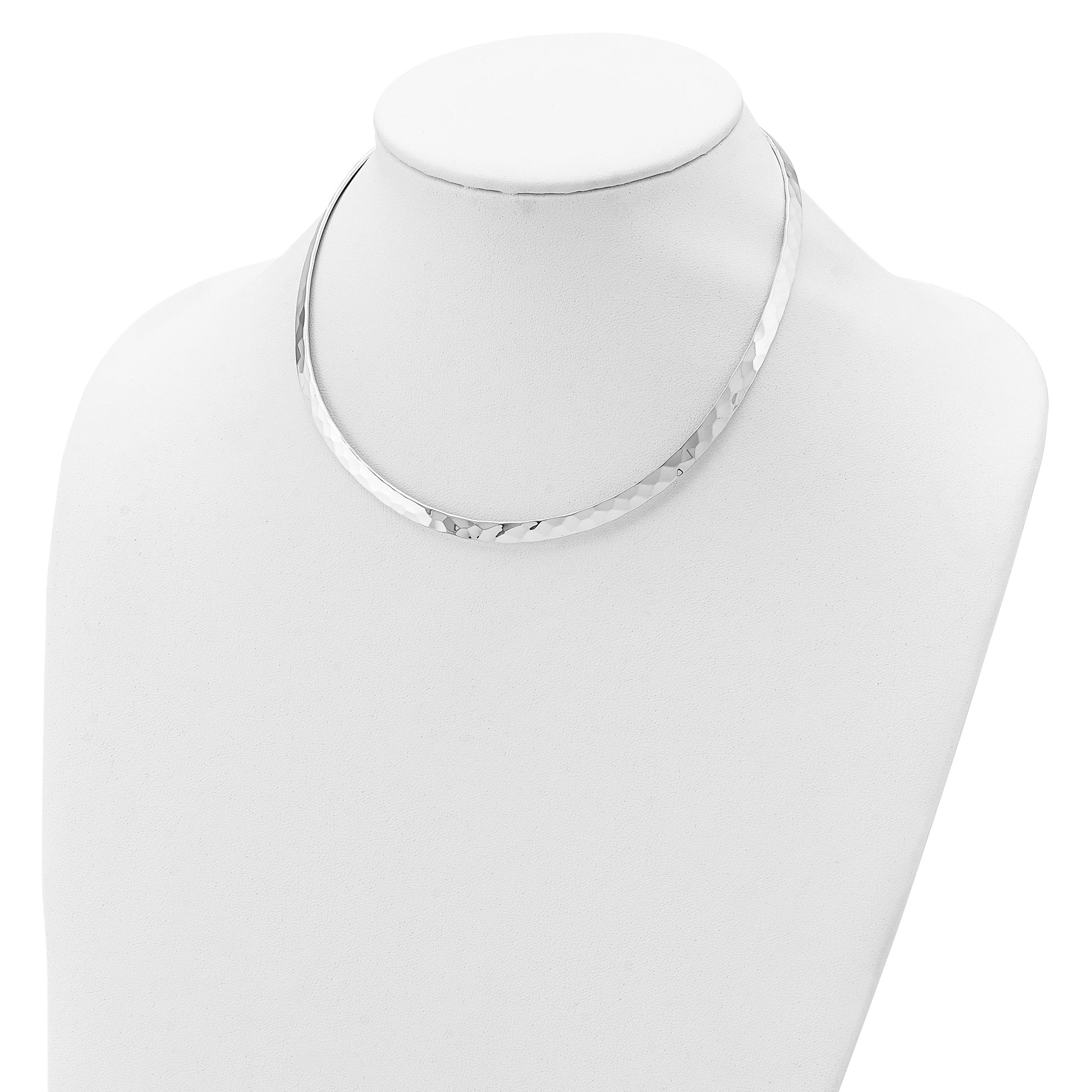 Sterling Silver Polished Hammered 6mm Neck Collar