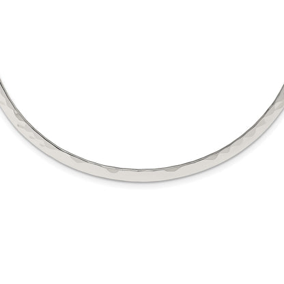 Sterling Silver Polished Hammered 6mm Neck Collar