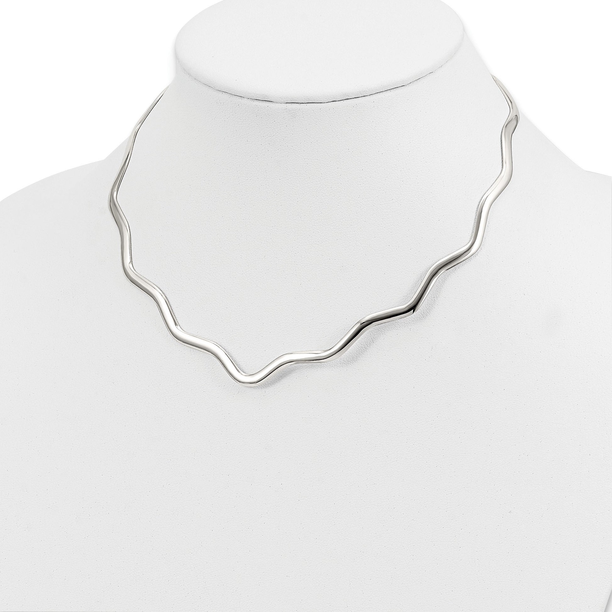 Sterling Silver Wavy V-Shape Neck Collar