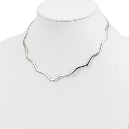 Sterling Silver Wavy V-Shape Neck Collar