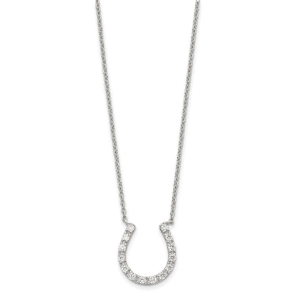 Sterling Silver Rhodium-plated CZ Horseshoe Necklace
