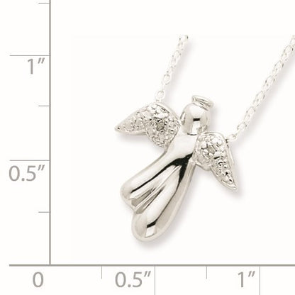 Sterling Silver Rhodium-plated Diamond Angel Necklace