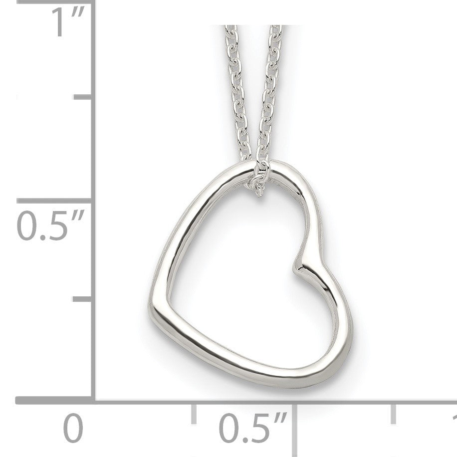Sterling Silver Heart 14 IN w/2 In EXT Necklace