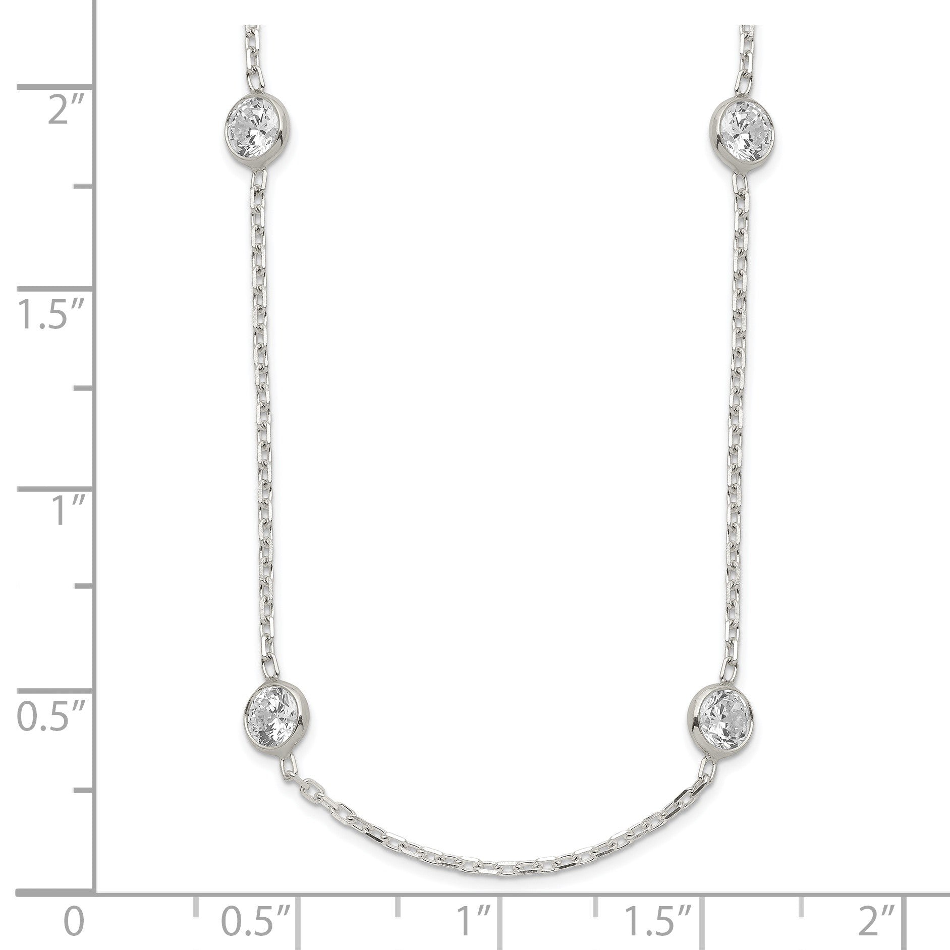 Sterling Silver 16 Inch w/2 in ext. 8-Station CZ Necklace