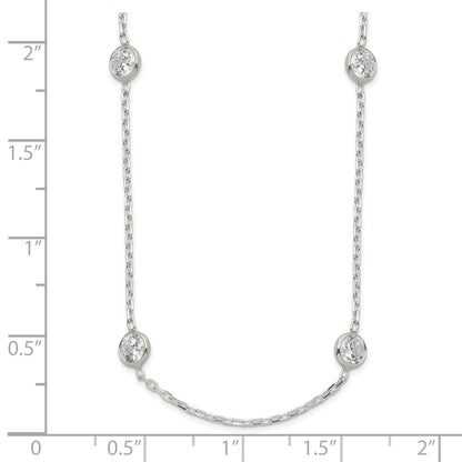 Sterling Silver 16 Inch w/2 in ext. 8-Station CZ Necklace