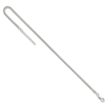 Sterling Silver 2.5mm Snake Chain 9 inch Plus 1 inch Extender - Total 10 inch Anklet