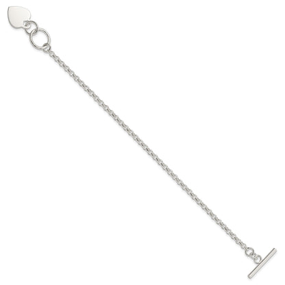 Sterling Silver Fancy Engraveable Heart Bracelet
