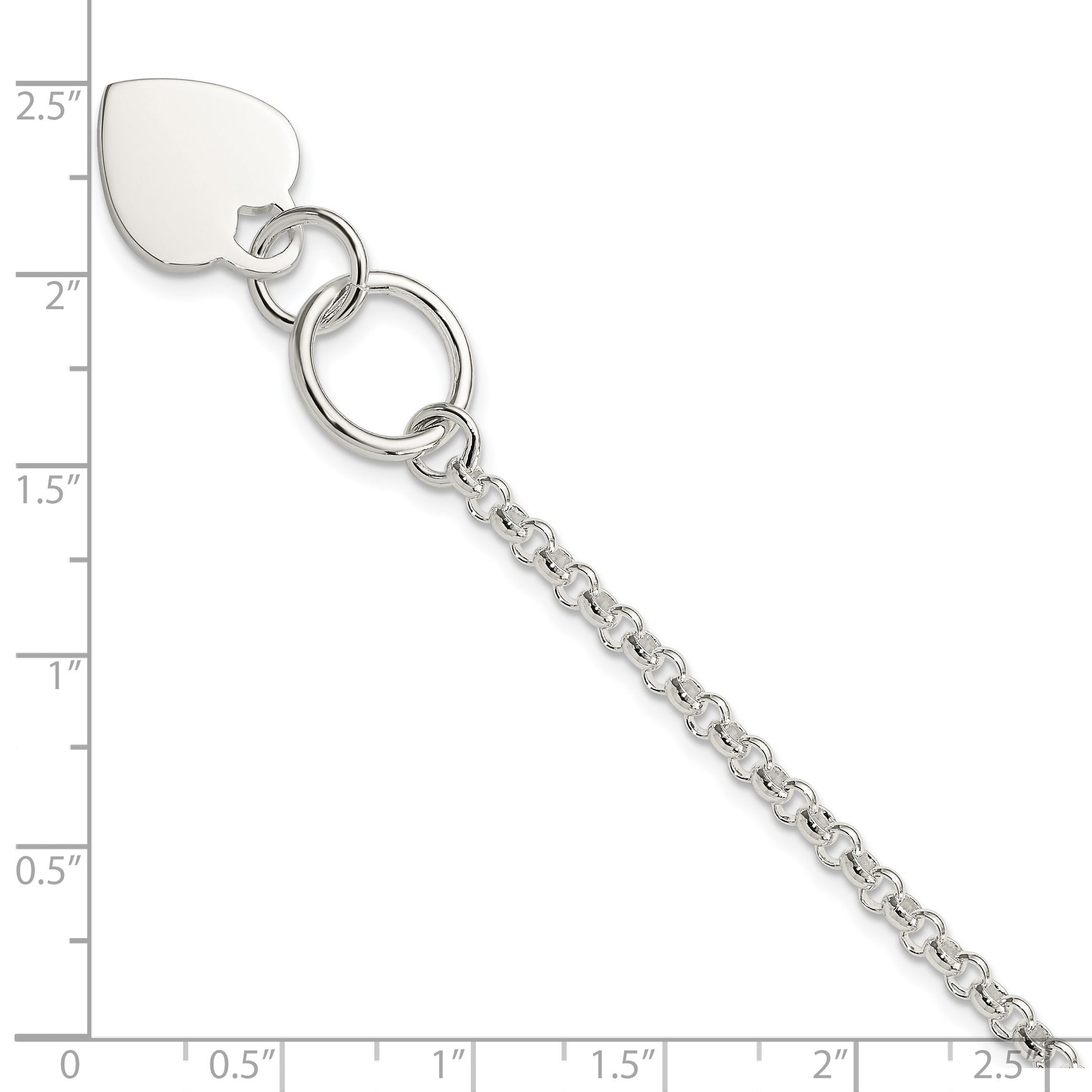 Sterling Silver Fancy Engraveable Heart Bracelet