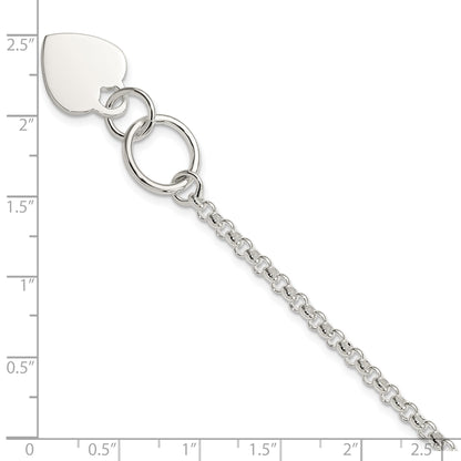 Sterling Silver Fancy Engraveable Heart Bracelet