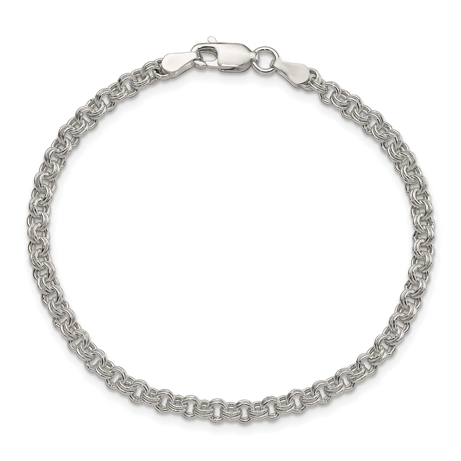 Sterling Silver 3mm Double Link Charm Bracelet