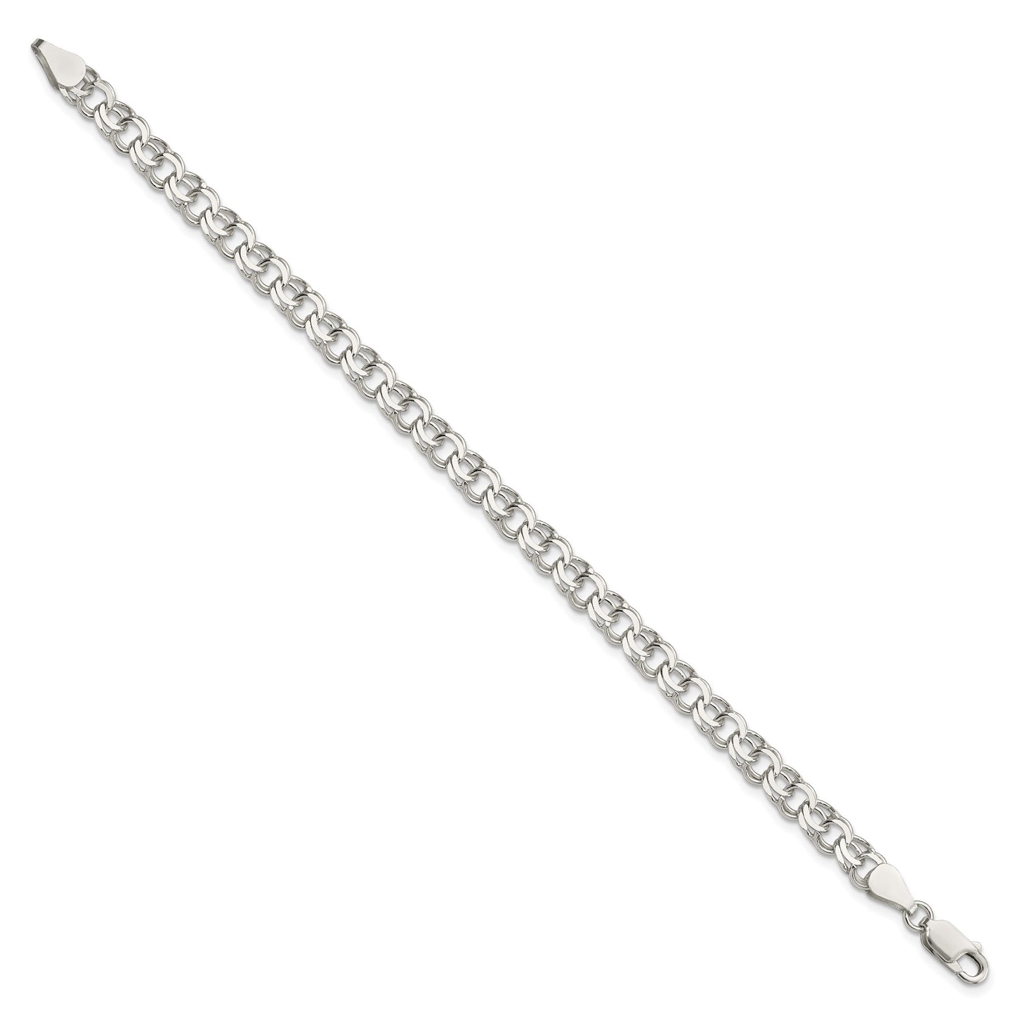 Sterling Silver 6mm Double Link Charm Bracelet