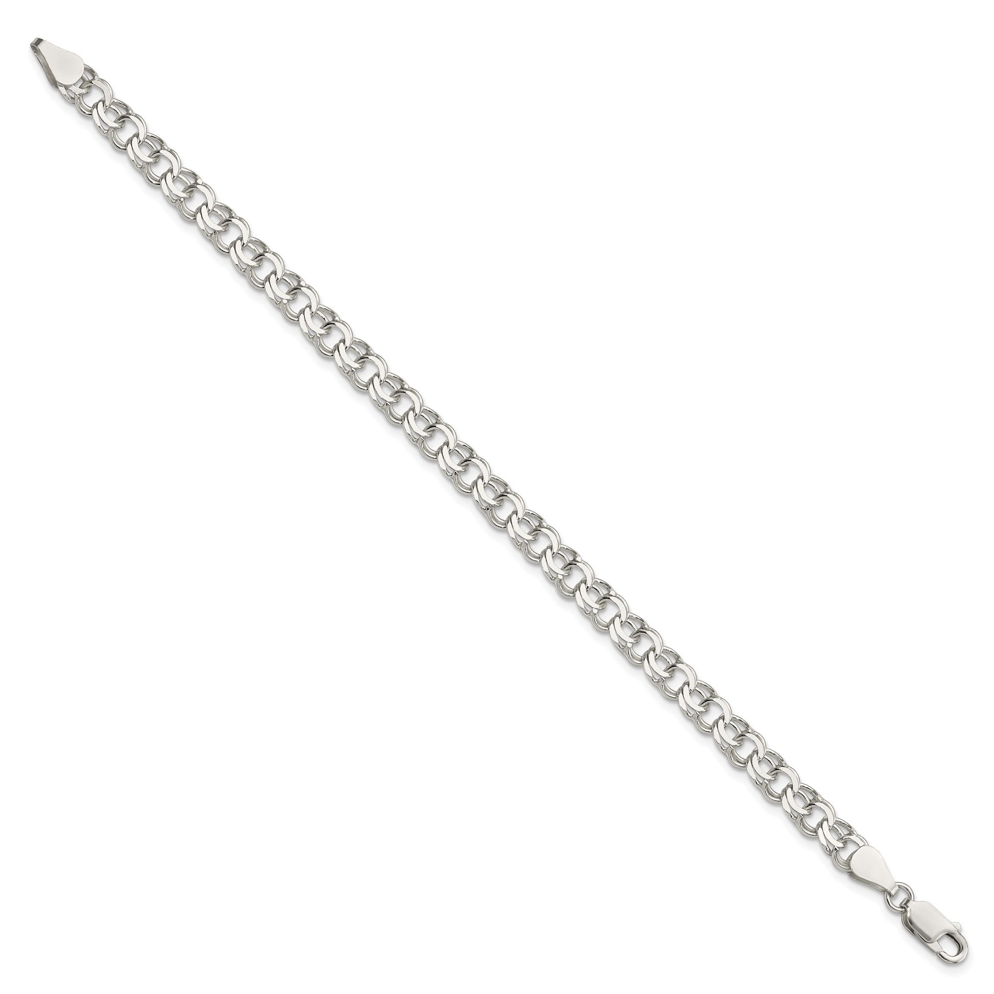 Sterling Silver 6mm Double Link Charm Bracelet