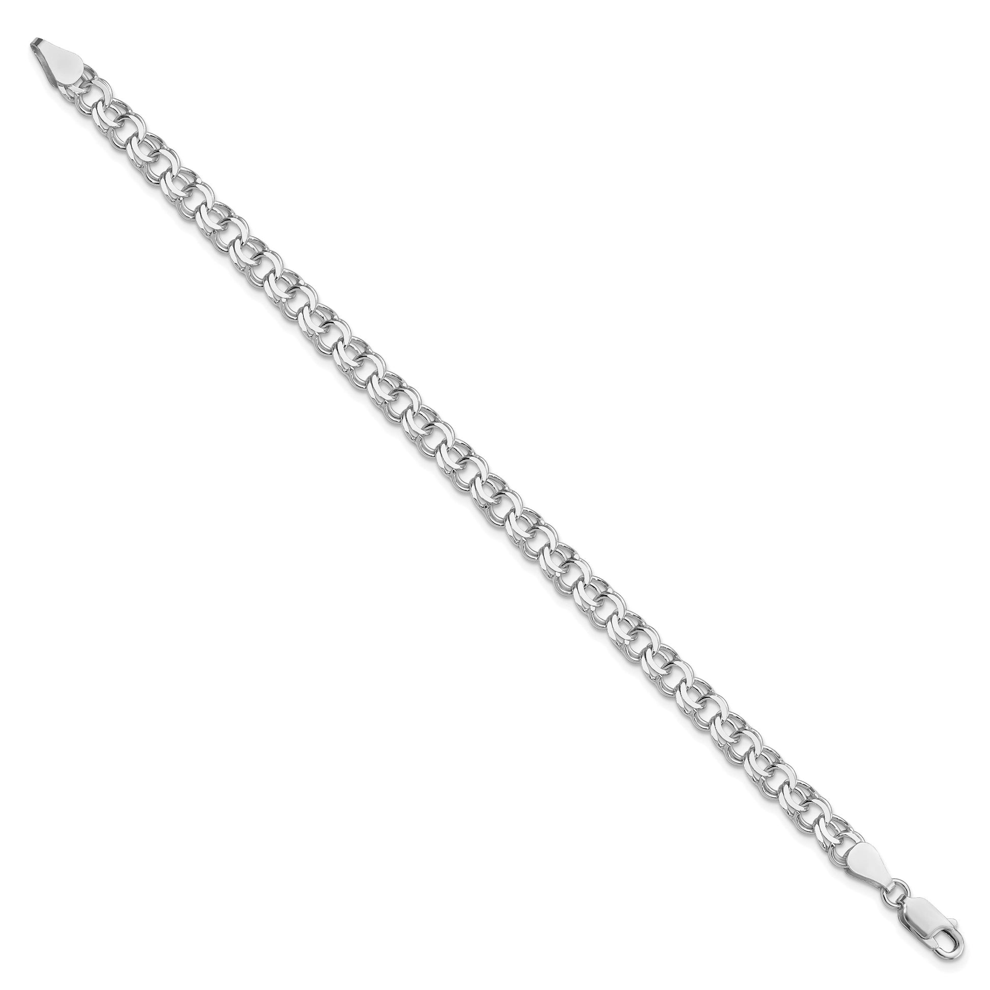 Sterling Silver Rhodium-plated 6mm Double Link Charm Bracelet