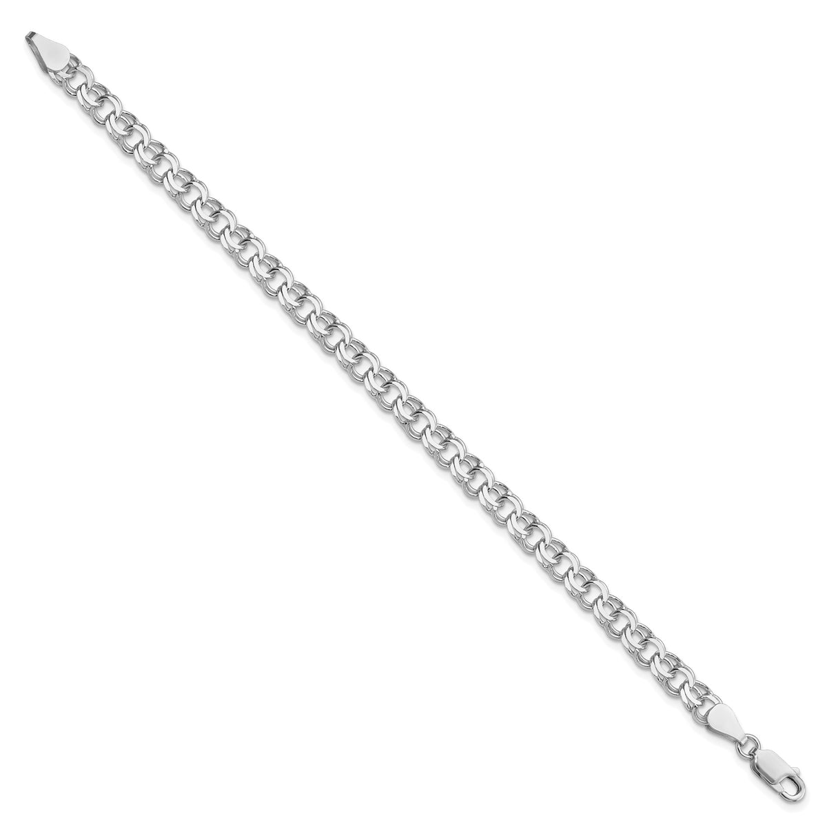 Sterling Silver Rhodium-plated 6mm Solid Double Link 7 inch Charm Bracelet
