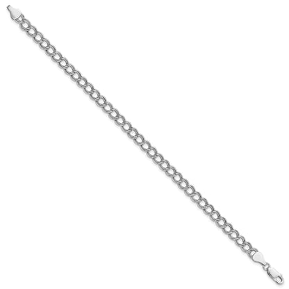 Amore La Vita Sterling Silver Rhodium-plated Polished 6mm 7 inch Double Link with Lobster Clasp Charm Bracelet
