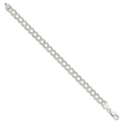 Sterling Silver 7.5mm Semi-Solid Double Link Charm Bracelet