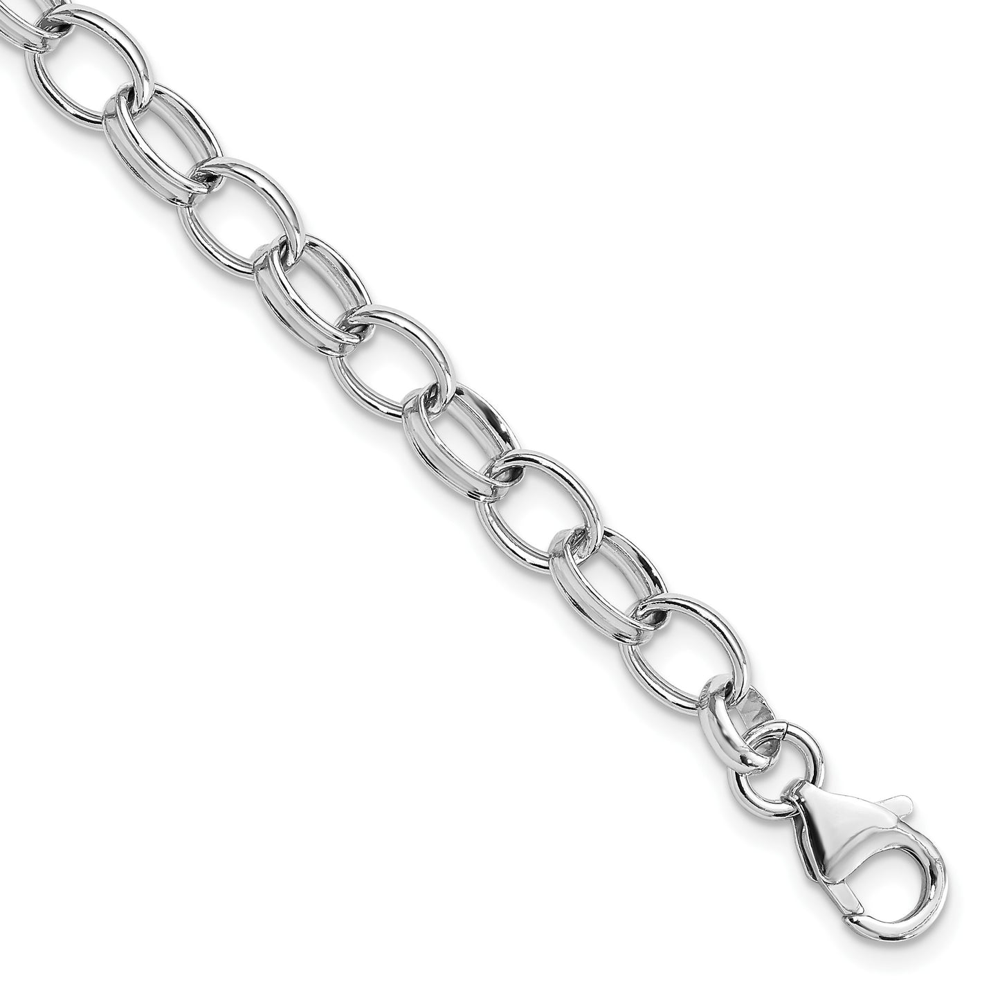 Amore La Vita Sterling Silver Rhodium-plated Polished 5mm 7.5 inch with Fancy Lobster Clasp Charm Bracelet