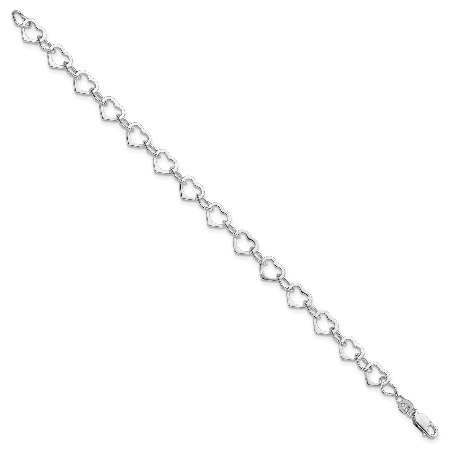 Sterling Silver Rhodium-plated Hearts Bracelet