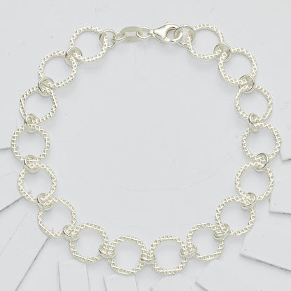 Sterling Silver Polished 10mm Fancy Circle 7.5 inch Bracelet
