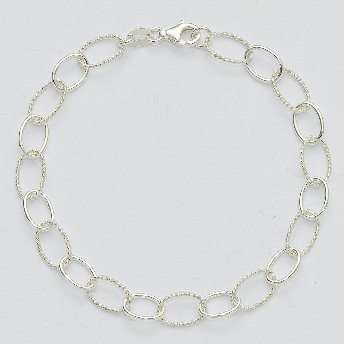 Sterling Silver 7mm Solid Fancy Cable Link 7.5 inch Bracelet