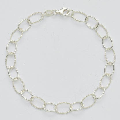 Sterling Silver 7mm Solid Fancy Cable Link 7.5 inch Bracelet