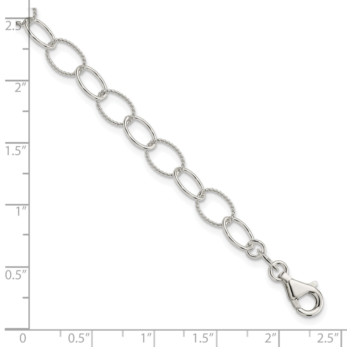 Sterling Silver 7mm Solid Fancy Cable Link 7.5 inch Bracelet