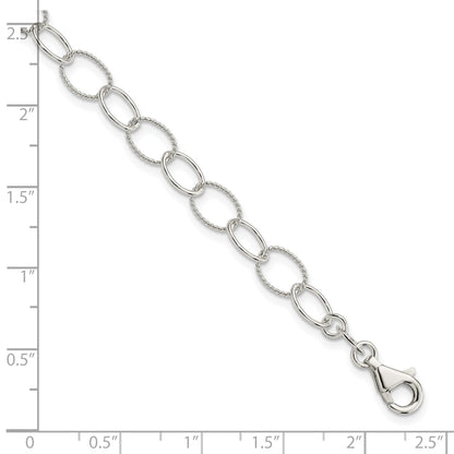Sterling Silver 7mm Solid Fancy Cable Link 7.5 inch Bracelet