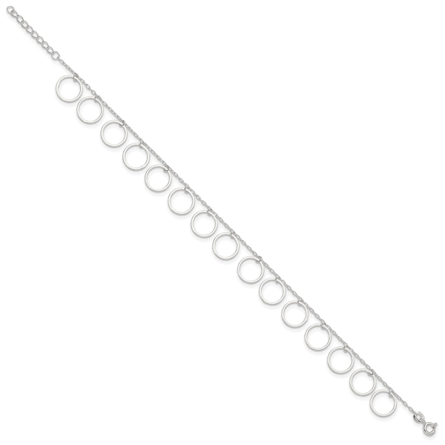 Sterling Silver Dangle Circles Anklet