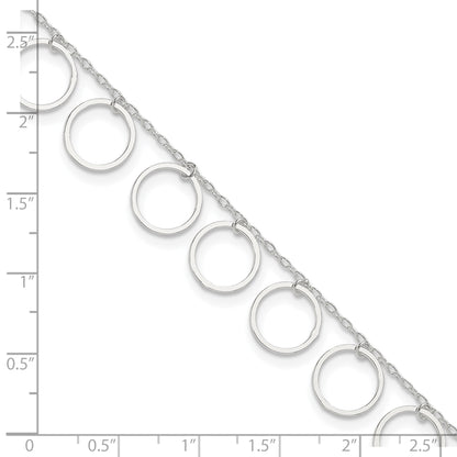 Sterling Silver Dangle Circles Anklet