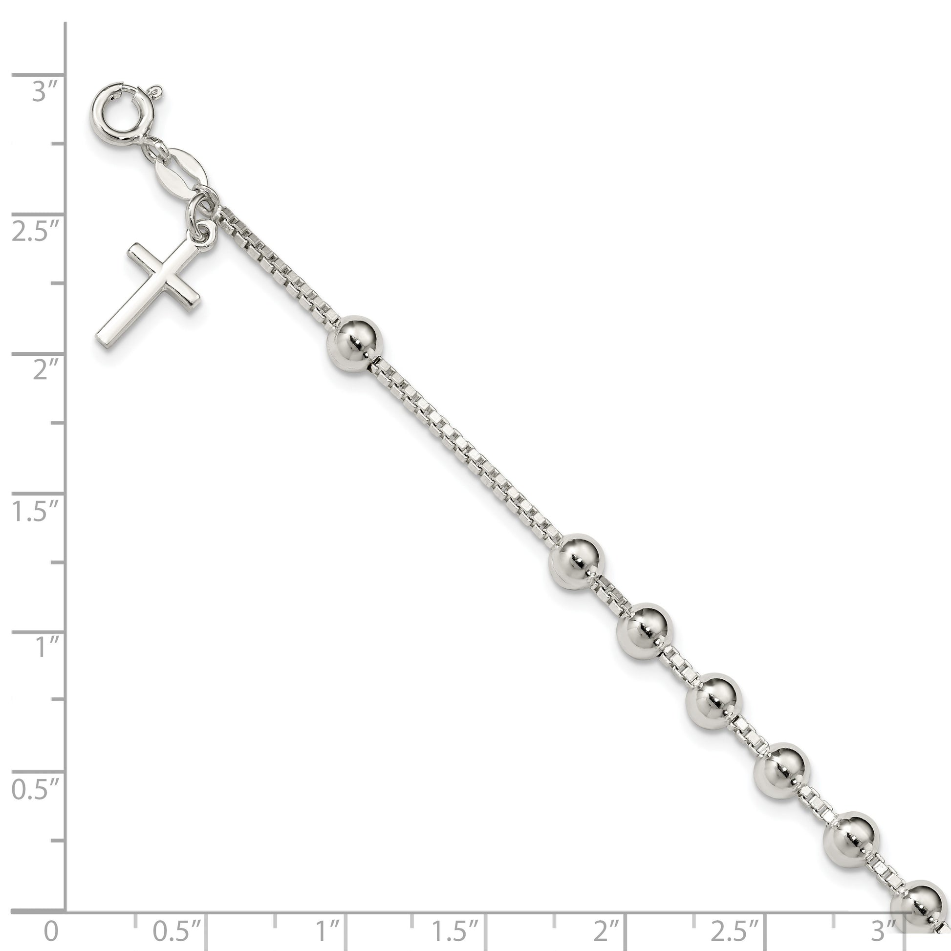Sterling Silver Cross on Bead Bracelet