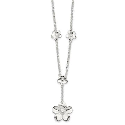 Sterling Silver Floral Necklace and Earring Set