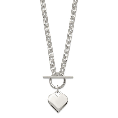 Sterling Silver Engraveable Heart Toggle Necklace