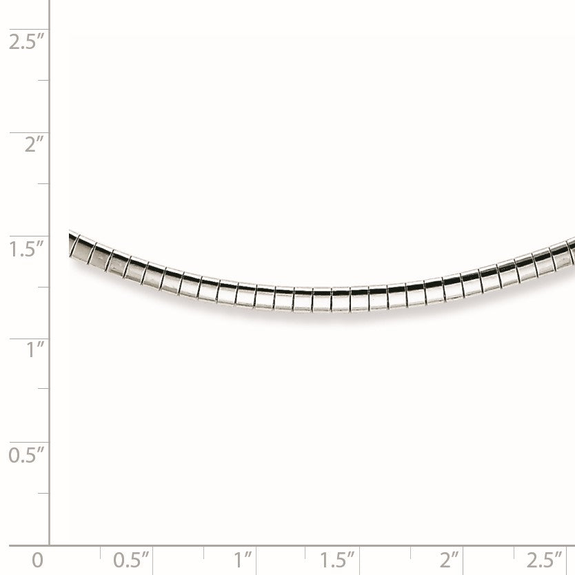 Sterling Silver Rhodium-plated 2mm with 2 inch Extention Cubetto Chain