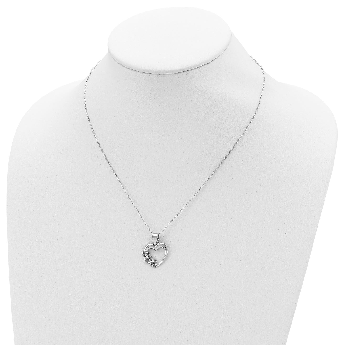 Sterling Silver Rhodium-plated Heart Necklace