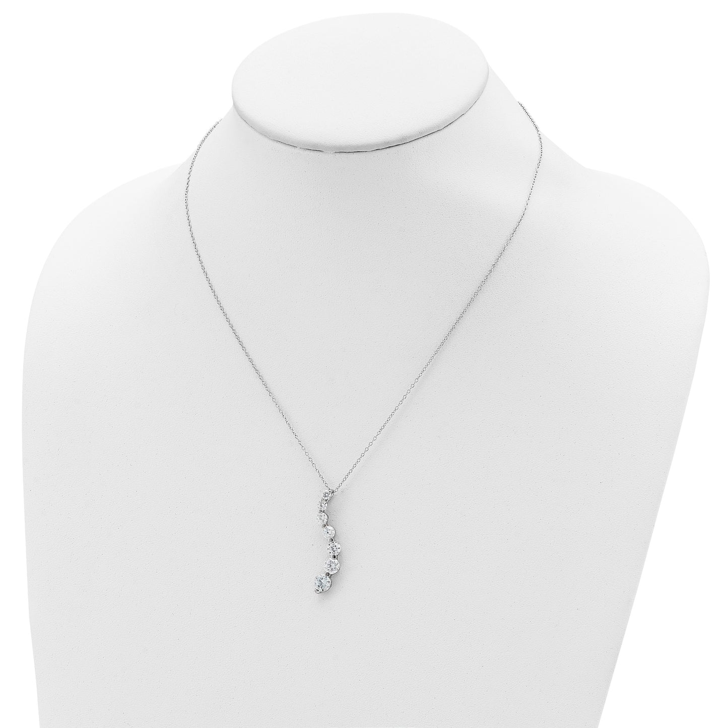 Sterling Silver Rhodium-plated CZ Journey Necklace