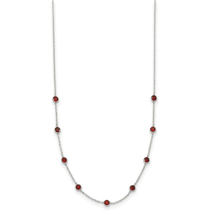 Sterling Silver 9-Station Red CZ Necklace