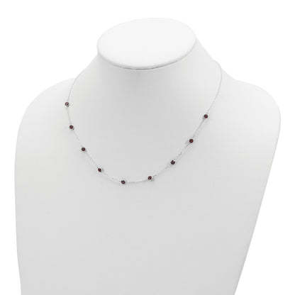 Sterling Silver 9-Station Red CZ Necklace