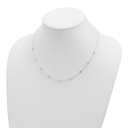 Sterling Silver Clear 4mm 11-Station CZ w/2in ext. Necklace