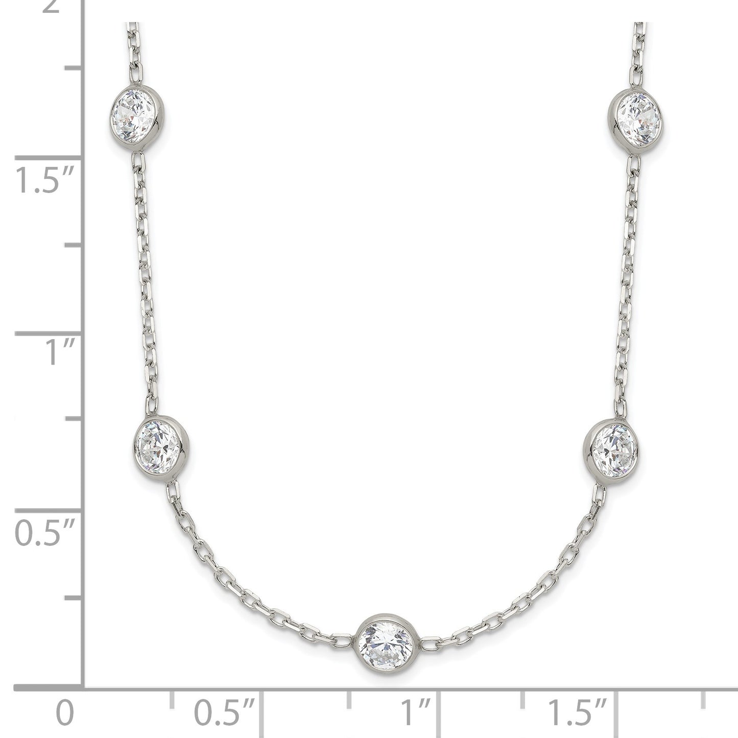 Sterling Silver Clear 4mm 11-Station CZ w/2in ext. Necklace