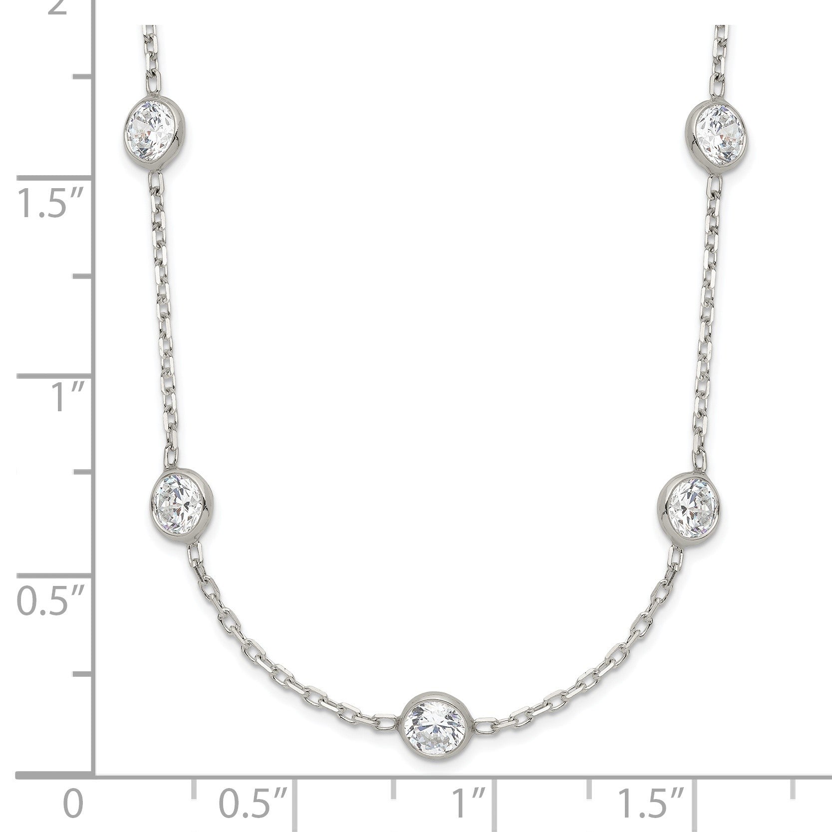 Sterling Silver Clear 4mm 11-Station CZ w/2in ext. Necklace