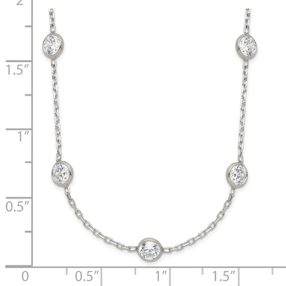Sterling Silver Clear 4mm 11-Station CZ w/2in ext. Necklace