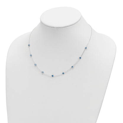 Sterling Silver 9-Station Blue CZ Necklace
