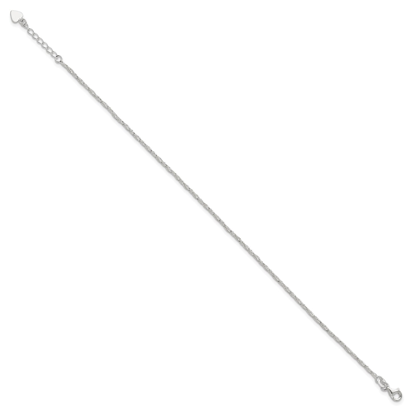 Sterling Silver Fancy Chain 9 inch Plus 1 inch Extender - Total 10 inch Anklet